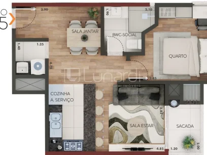 Foto Imóvel na Planta com 1 Dormitório