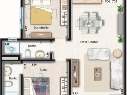 Foto Apartamento com 2 Dormitórios