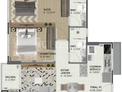 Apartamento com 2 Dormitórios - Miniatura - Lunardi Imóveis