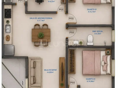 Casa com 3 Dormitórios - Miniatura - Lunardi Imóveis