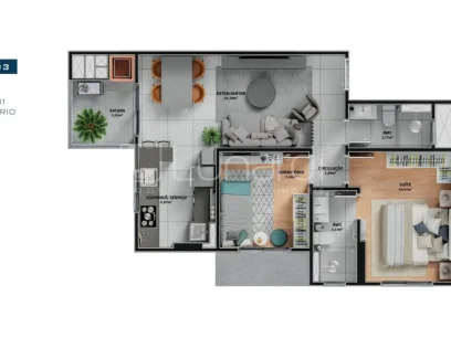 Imóvel na Planta com 2 Dormitórios - Miniatura - Lunardi Imóveis