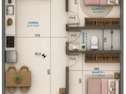 Casa com 2 Dormitórios - Miniatura - Lunardi Imóveis